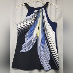 TAHARI Navy Blue Sleeveless Blouse - Women's M Medium